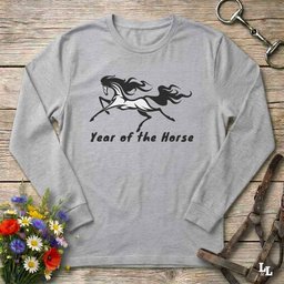 Year Of The Horse Running Long Sleeve Tee Gift For Horse Lover