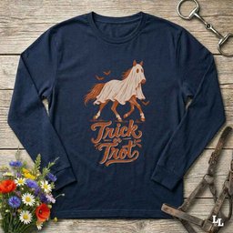 Trick Or Trot Long Sleeve Tee Gift For Horse Lover