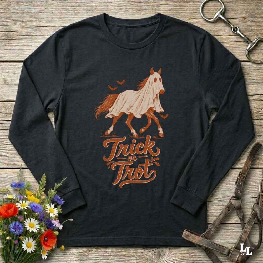 Trick Or Trot Long Sleeve Tee Gift For Horse Lover