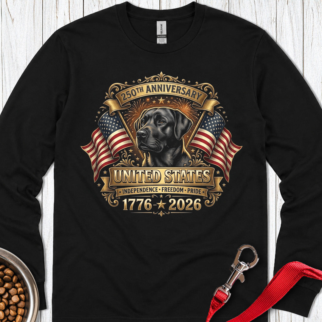 250 Years USA Black Lab Long Sleeve Shirt Gift For Dog Lover