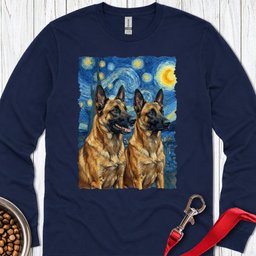 Belgian Malinois Van Gogh Long Sleeve Shirt Gift For Dog Lover