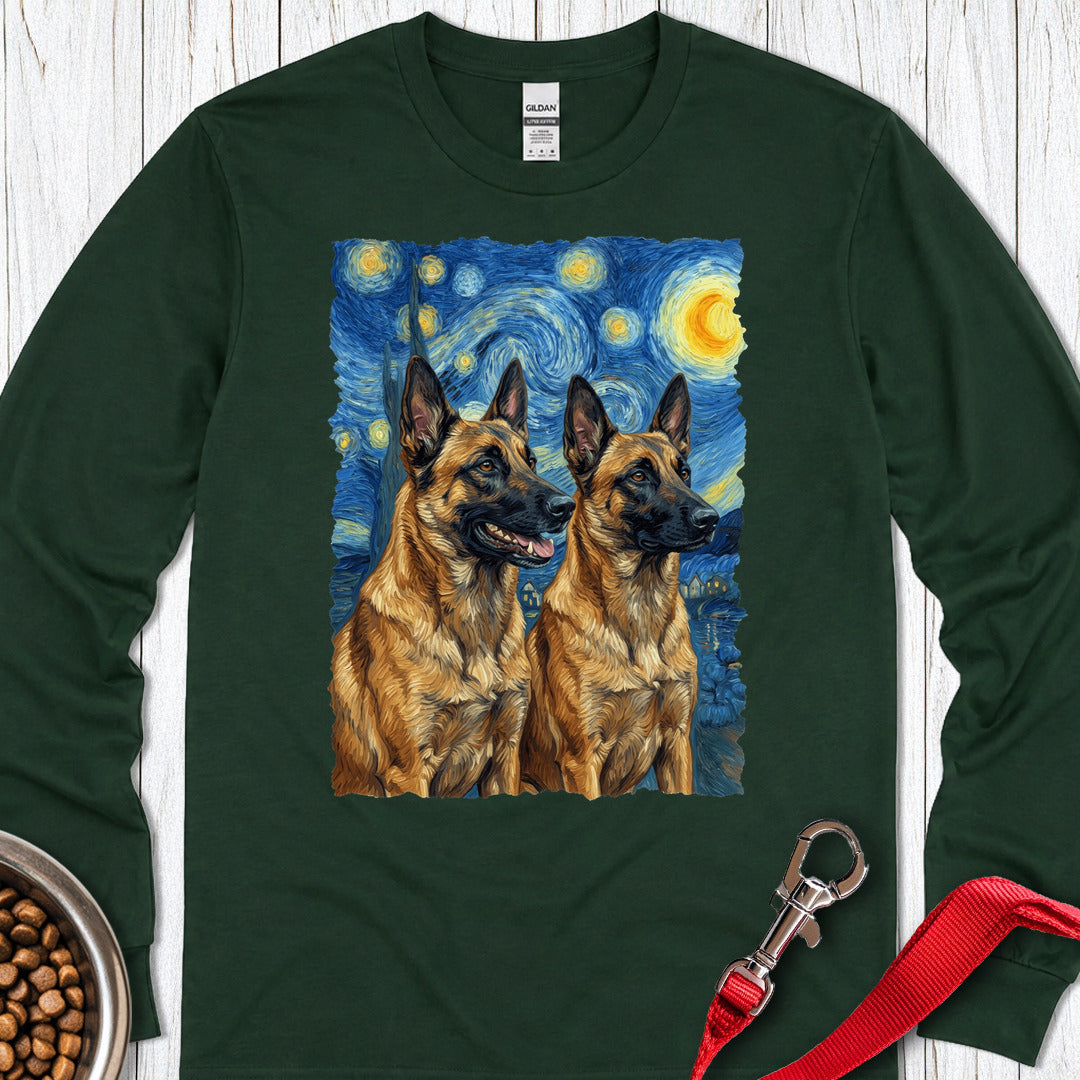 Belgian Malinois Van Gogh Long Sleeve Shirt Gift For Dog Lover