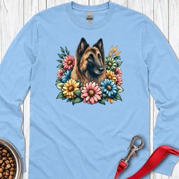 Belgian Tervuren Flower Wreath Long Sleeve Shirt Gift For Dog Lover
