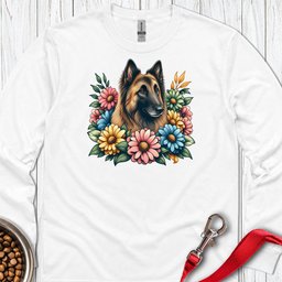 Belgian Tervuren Flower Wreath Long Sleeve Shirt Gift For Dog Lover