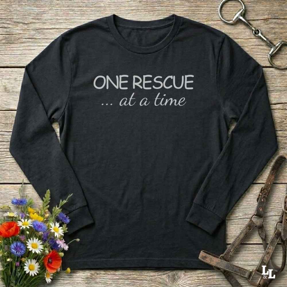 One Rescue At A Time Long Sleeve Tee Gift For Horse Lover
