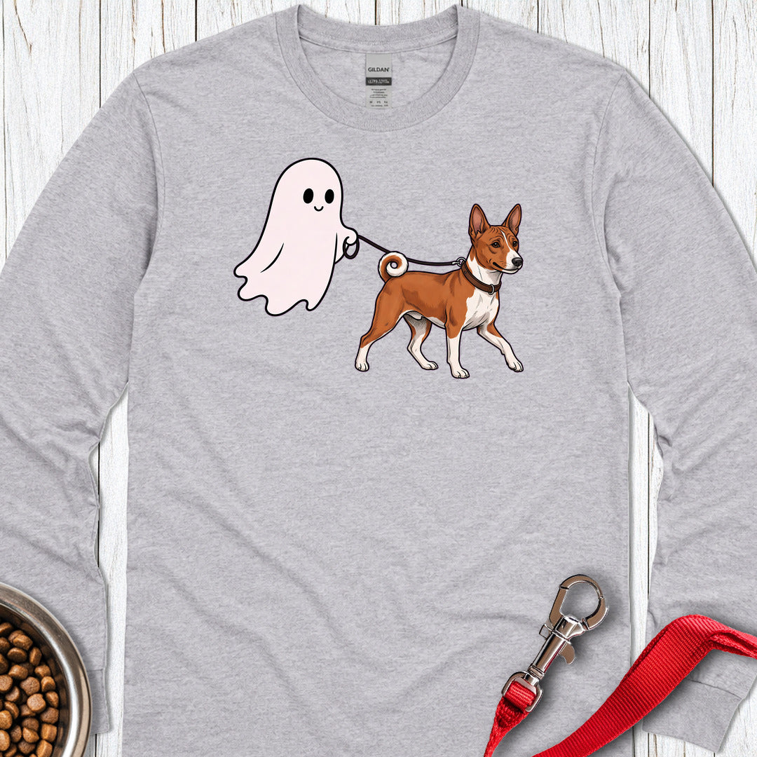 Basenji Ghost Walk Long Sleeve Shirt Gift For Dog Lover