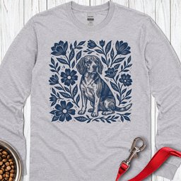 Beagle Linocut Long Sleeve Shirt Gift For Dog Lover