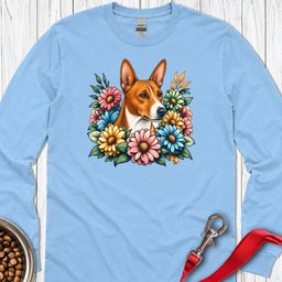 Basenji Flower Wreath Long Sleeve Shirt Gift For Dog Lover