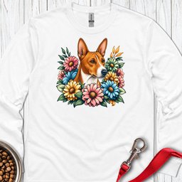 Basenji Flower Wreath Long Sleeve Shirt Gift For Dog Lover