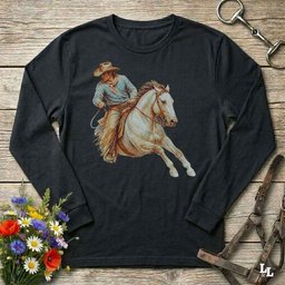 Pastel Horse Rider Long Sleeve Tee Gift For Horse Lover