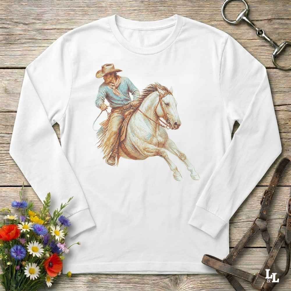 Pastel Horse Rider Long Sleeve Tee Gift For Horse Lover