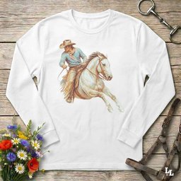 Pastel Horse Rider Long Sleeve Tee Gift For Horse Lover
