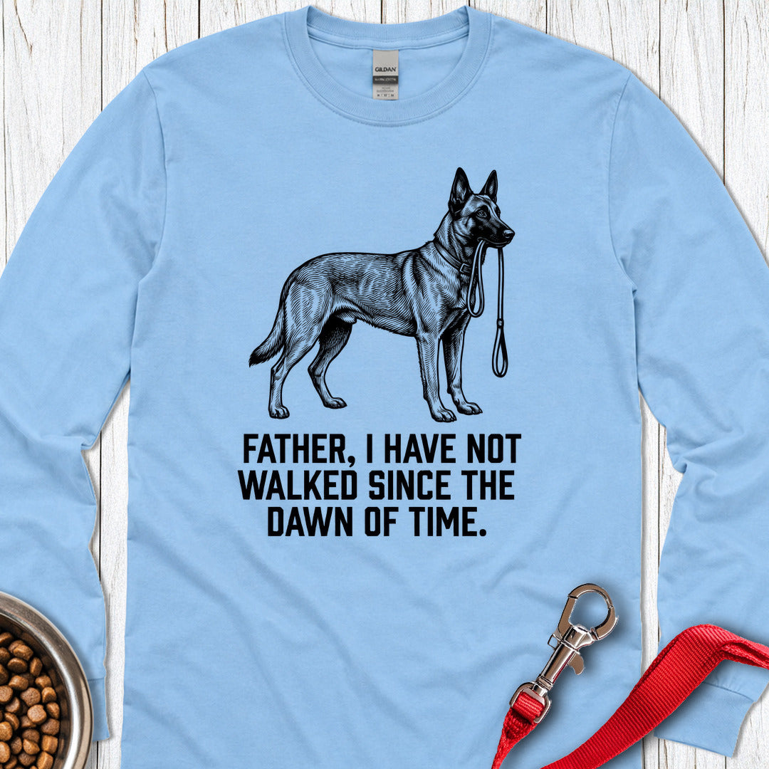 Belgian Malinois Father Walking Long Sleeve Shirt Gift For Dad
