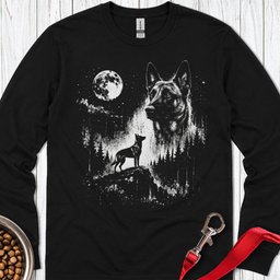 Belgian Malinois Moon Long Sleeve Shirt Gift For Dog Lover