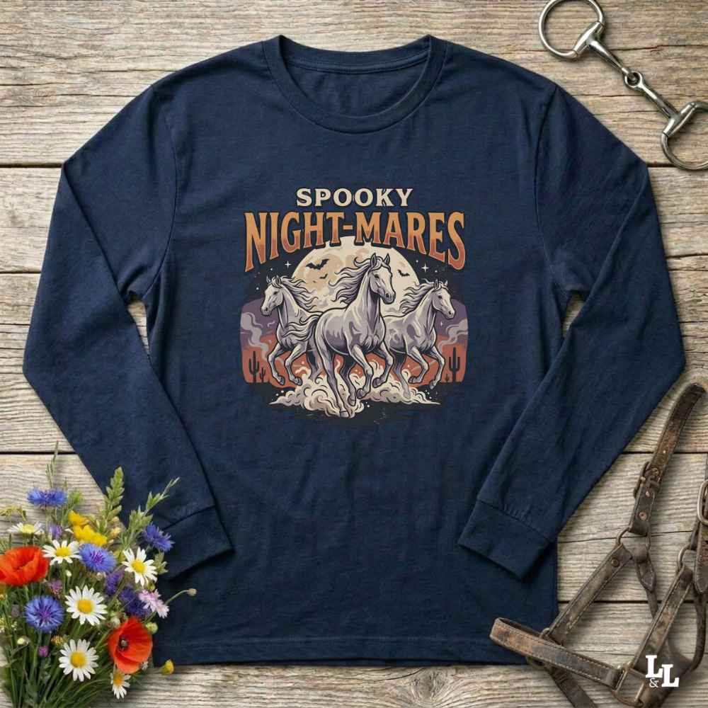 Spooky Night Mares Long Sleeve Tee Gift For Horse Lover