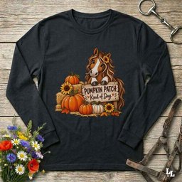 Pumpkin Patch Long Sleeve Tee Gift For Horse Lover
