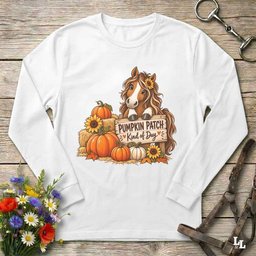 Pumpkin Patch Long Sleeve Tee Gift For Horse Lover