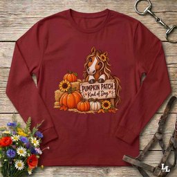 Pumpkin Patch Long Sleeve Tee Gift For Horse Lover