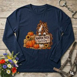 Pumpkin Patch Long Sleeve Tee Gift For Horse Lover