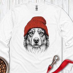 Australian Shepherd Beanie Long Sleeve Shirt Gift For Dog Lover