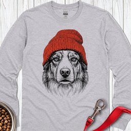 Australian Shepherd Beanie Long Sleeve Shirt Gift For Dog Lover
