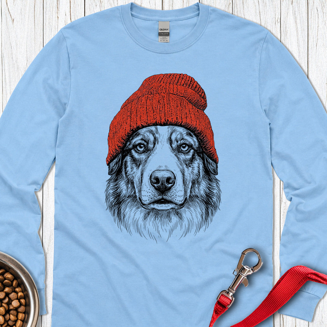 Australian Shepherd Beanie Long Sleeve Shirt Gift For Dog Lover