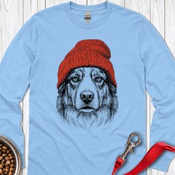 Australian Shepherd Beanie Long Sleeve Shirt Gift For Dog Lover