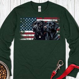 2 Black Labs USA Long Sleeve Shirt Gift For Dog Lover