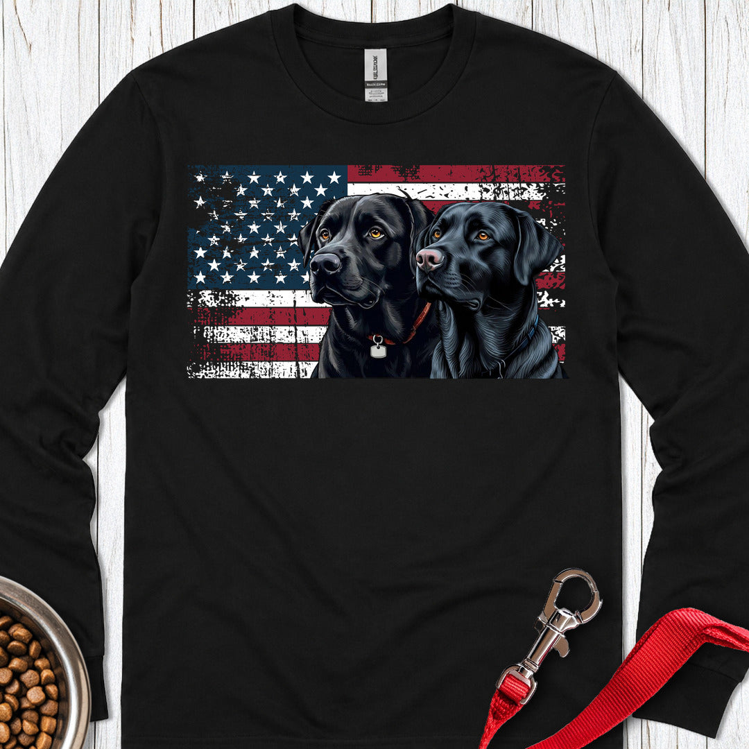 2 Black Labs USA Long Sleeve Shirt Gift For Dog Lover