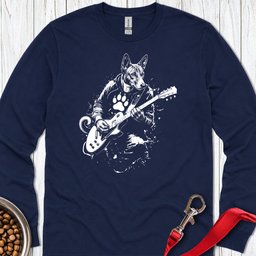 Basenji Guitar Long Sleeve Shirt Gift For Dog Lover