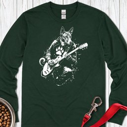 Basenji Guitar Long Sleeve Shirt Gift For Dog Lover