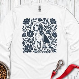 Beagle Linocut Flowers Long Sleeve Shirt Gift For Dog Lover