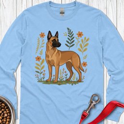 Belgian Malinois Flowers Long Sleeve Shirt Gift For Dog Lover