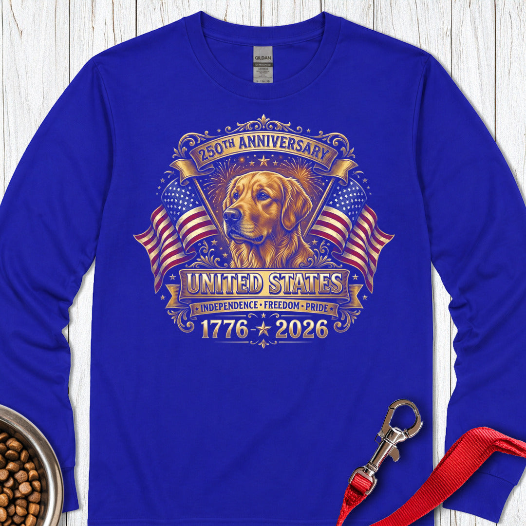 250 Years USA Golden Retriever Long Sleeve Shirt Gift For Dog Lover