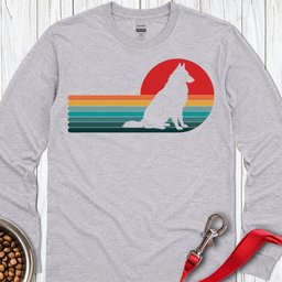 Belgian Tervuren Retro Sunset Long Sleeve Shirt Gift For Dog Lover