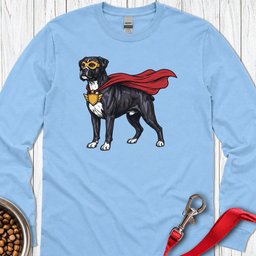 Black Boxer Superhero Long Sleeve Shirt Gift For Dog Lover