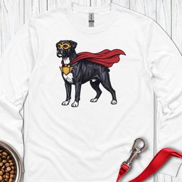 Black Boxer Superhero Long Sleeve Shirt Gift For Dog Lover