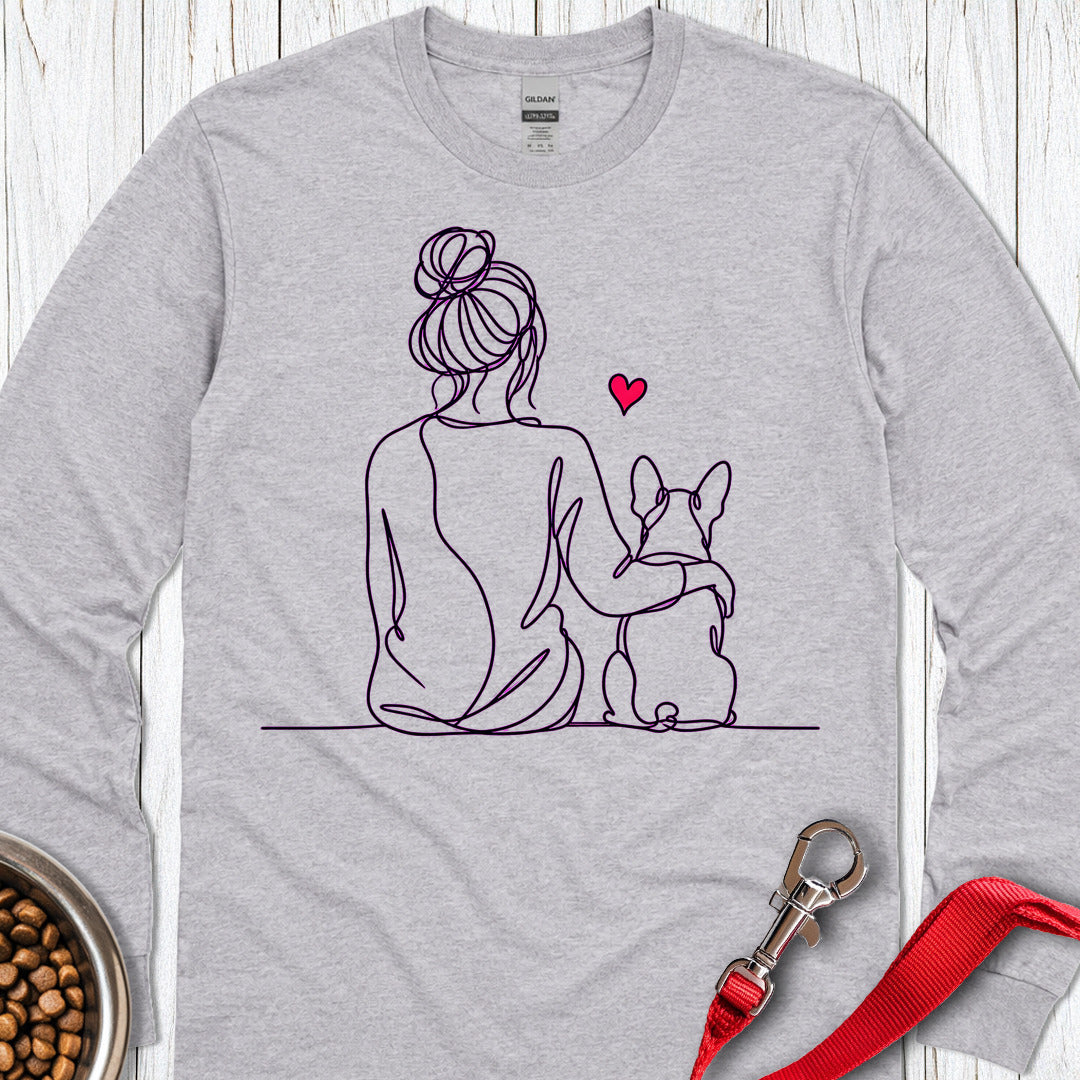 Boston Terrier Hug Long Sleeve Shirt Gift For Dog Lover
