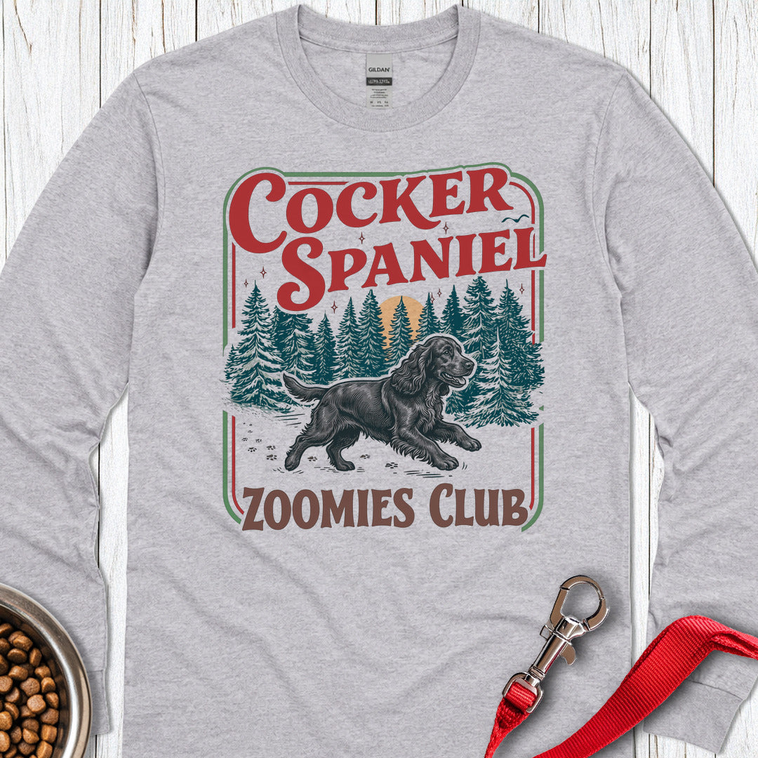 Black Cocker Spaniel Zoomies Club Long Sleeve Shirt Gift For Dog Lover