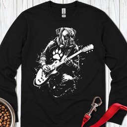 Boxer Guitar Long Sleeve Shirt Gift For Dog Lover
