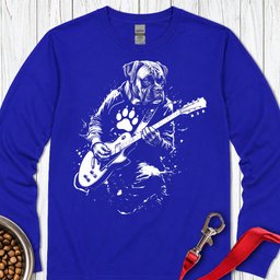 Boxer Guitar Long Sleeve Shirt Gift For Dog Lover