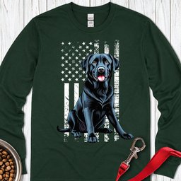 Black Lab USA Flag Long Sleeve Shirt Gift For Dog Lover