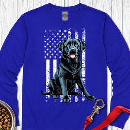 Black Lab USA Flag Long Sleeve Shirt Gift For Dog Lover