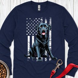 Black Lab USA Flag Long Sleeve Shirt Gift For Dog Lover