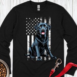 Black Lab USA Flag Long Sleeve Shirt Gift For Dog Lover