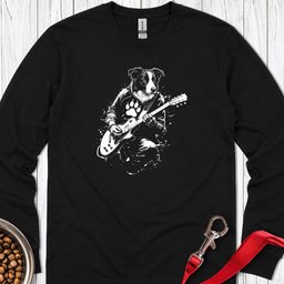 Border Collie Guitar Long Sleeve Shirt Gift For Dog Lover