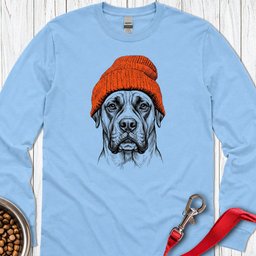Boxer Beanie Long Sleeve Shirt Gift For Dog Lover