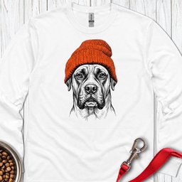Boxer Beanie Long Sleeve Shirt Gift For Dog Lover