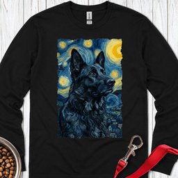 Black German Shepherd Van Gogh Long Sleeve Shirt Gift For Dog Lover