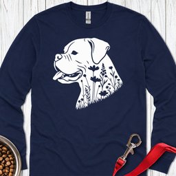 Boxer Flowers Long Sleeve Shirt Gift For Dog Lover